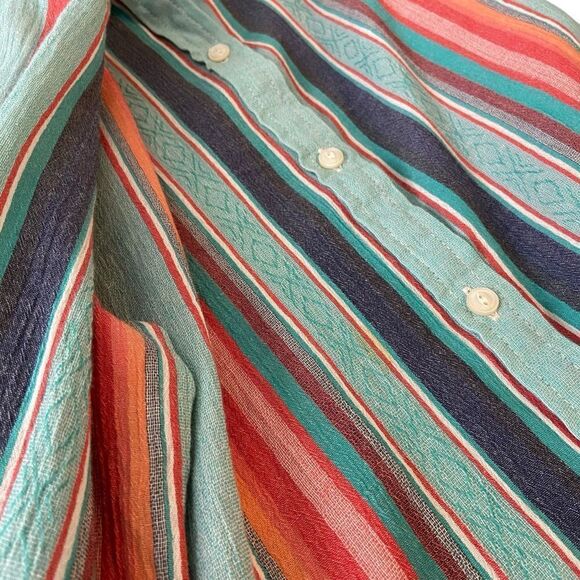 LRL Ralph Lauren Striped Button Down Gauzy Lightweight Shirt in Size Medium - Picture 10 of 13